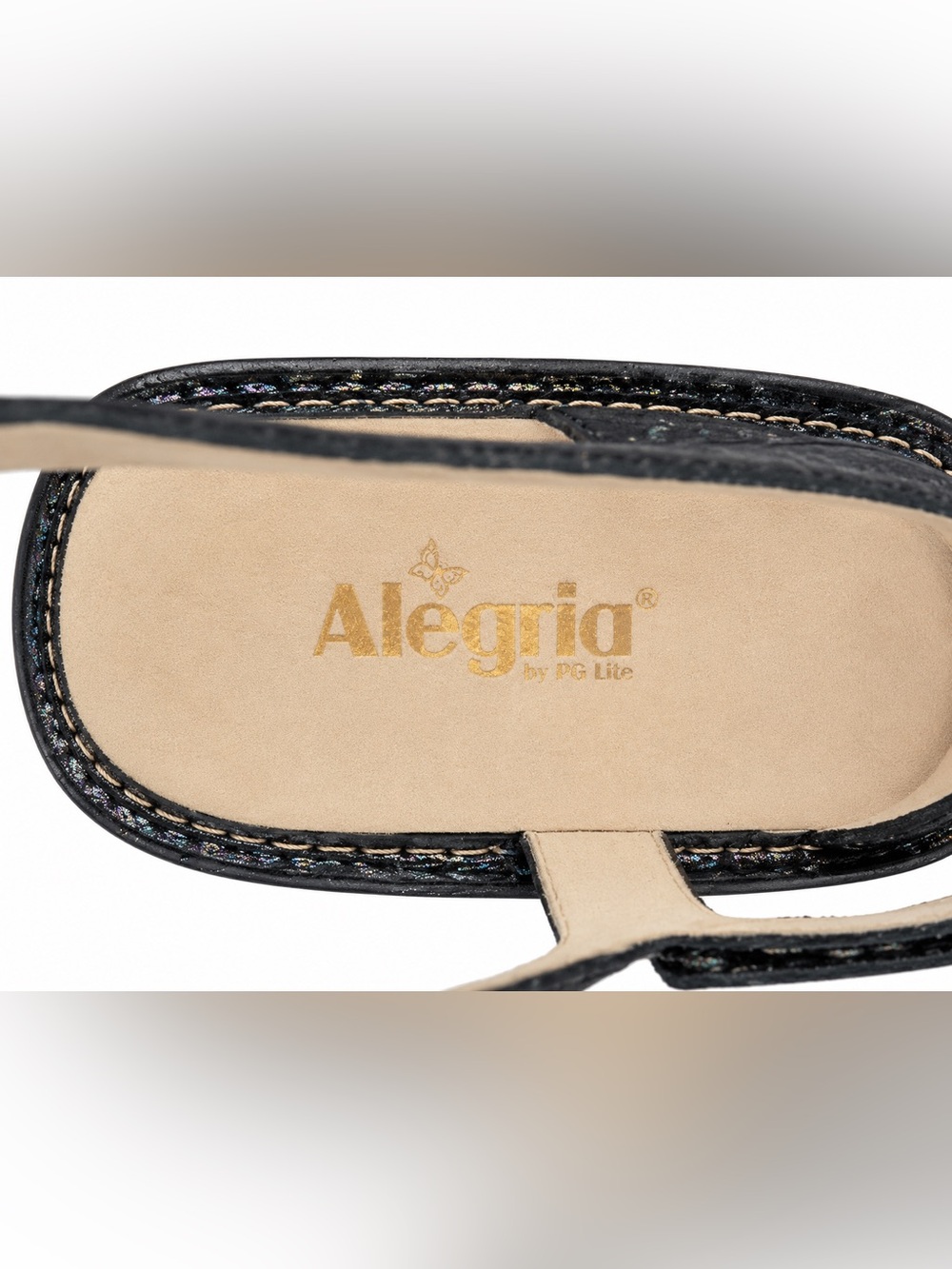 Alegria Lulu Black Iridescent Leather Comfort Sandals Women’s EU 39 US 8.5 - Picture 3 of 8